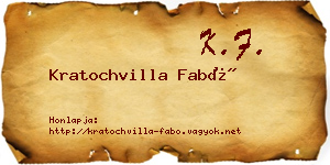 Kratochvilla Fabó névjegykártya